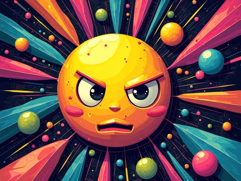Geometric abstraction with neonpunk and radialpunk elements. Bright colors and intricate designs create stunning visuals.