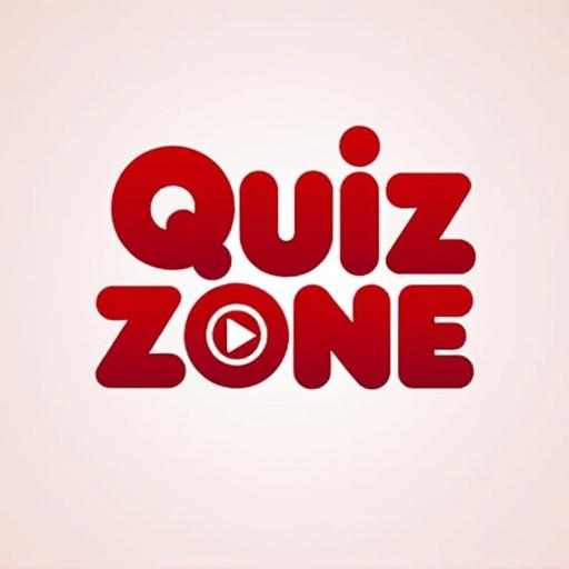 Logo design featuring Quiz Zone in playful bold font with a triangle play button.