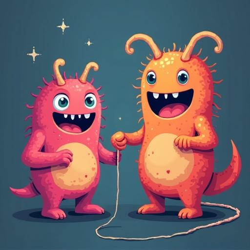 Illustration of two cute monsters in pixel style. Designs suitable for T-shirt printing. Monsters are playful and colorful. Background features stars.
