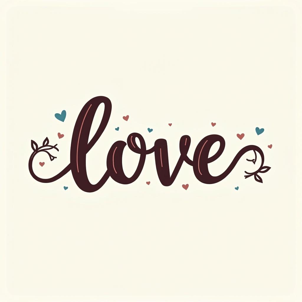 The word love in a cursive font with decorative flourishes.