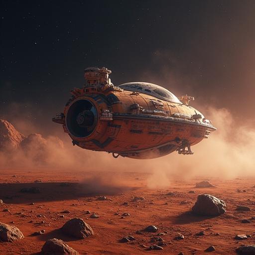 A spacecraft designed to land on the surface of a barren planet.