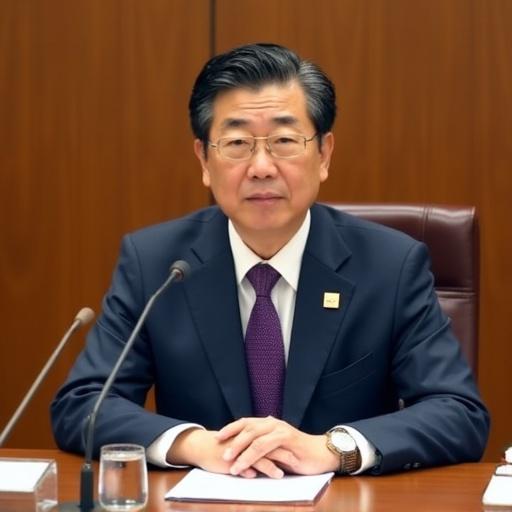 South Korean Prime Minister presiding over a cabinet meeting.