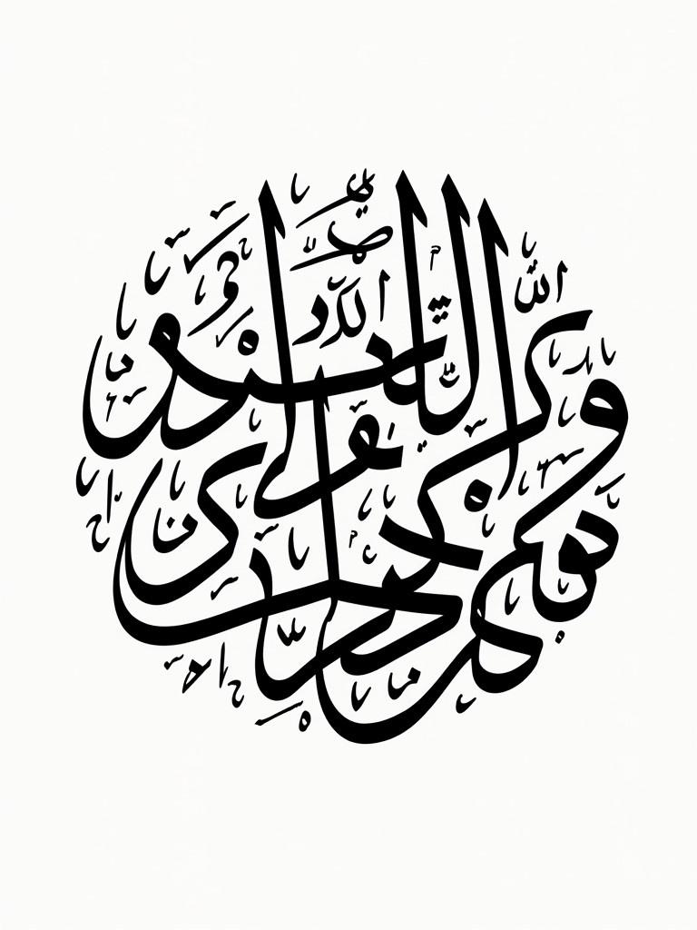 Circular shape filled completely with Arabic calligraphy. The names ولاية زردب and أرض زيوة included. Strong use of black ink on white background.