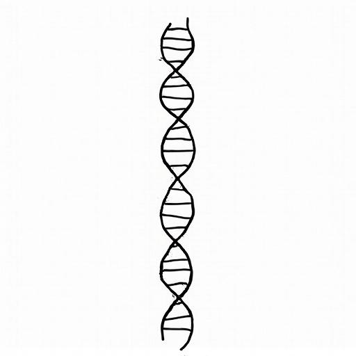 Illustration of multiple DNA chains displayed on a white background. The chains are structured in a vertical line. The design emphasizes the double helix formation of the DNA structure.