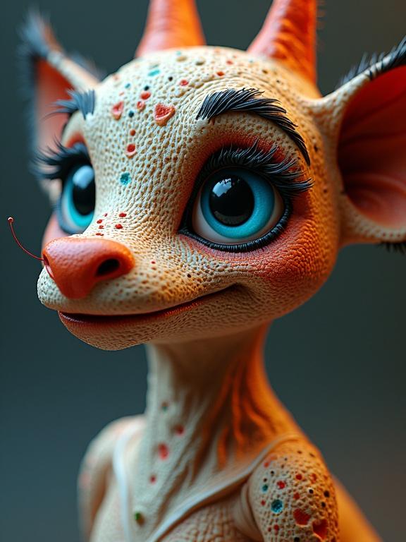 3D Disney character with ultra-detailed features. Close-up bust shot highlighting textures and expressions. Style incorporates zentangle and Droste effects. Rendered in 8k resolution.