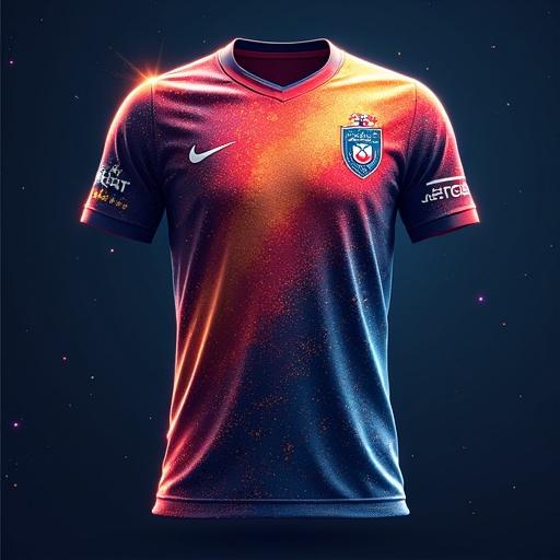 Image of a football jersey designed for an intergalactic team competing in a planetary world cup
