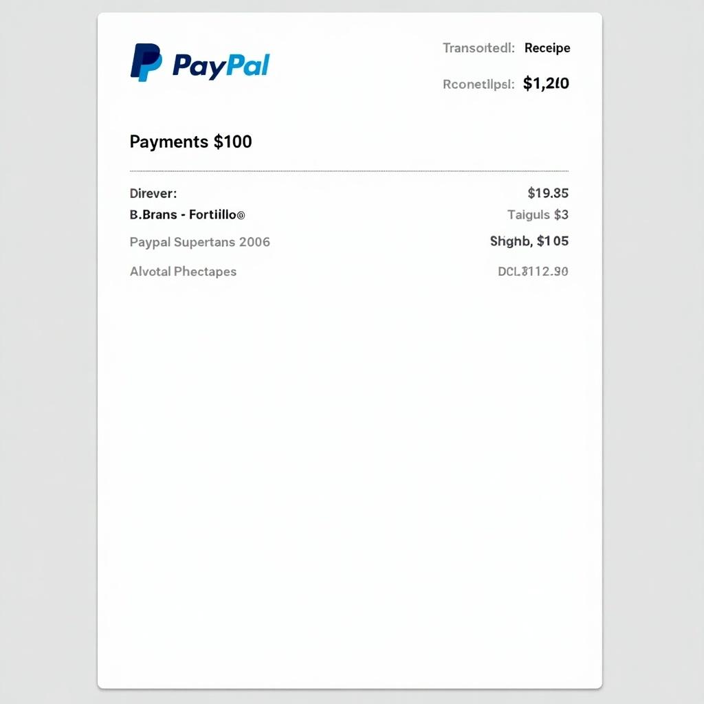 PayPal payment receipt shows transaction for $100 to Brian Portillo. Document includes PayPal logo, payer details, transaction amount, transaction number. Clean design for online payments.