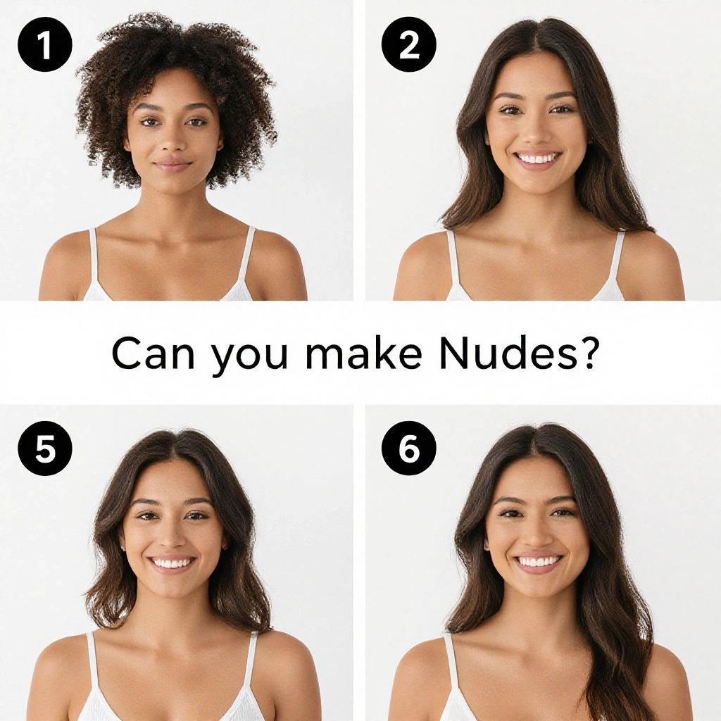 Four images of women showcasing different hairstyles and expressions. The first features curly hair, the second has straight hair, the third shows a beautiful smile, and the fourth includes a woman with long, flowing hair.
