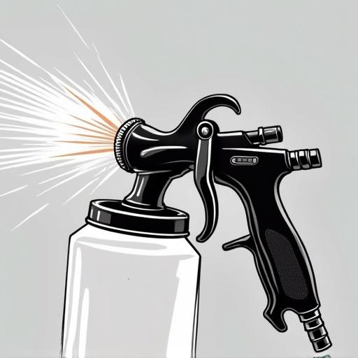 Design a clean logo featuring a car spray paint gun. The focus is on the spray gun's details and functionality. Use a professional style. Minimalistic background.