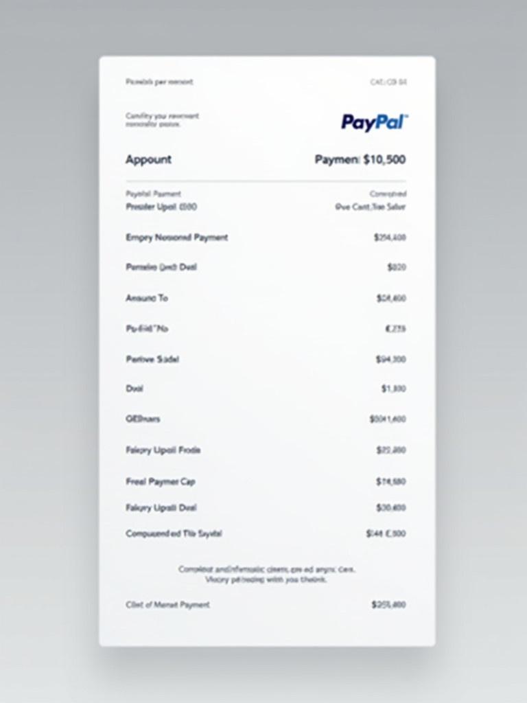 Image displays PayPal payment document. Receipt shows payment information. Layout is clear and organized. Completed payment amount is £300.