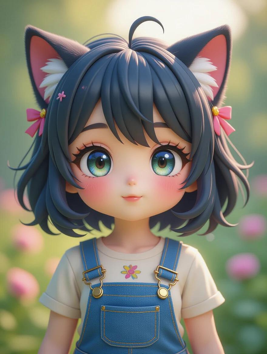 Character is pleasantly plump and anthropomorphic. Chibi style design. Character facing the viewer with vibrant colors. Image is hyperrealistic and intricately detailed. Background is colorful and soft. Aesthetic has a balanced composition with dramatic color depth.