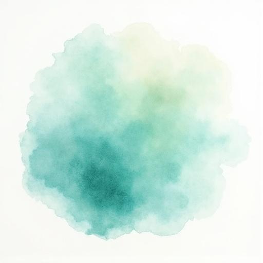 Watercolor artwork in pastel colors featuring blue-green algae on a blank background