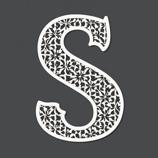 Bold geometric letter S filled with intricate Moroccan Zellige tile patterns. Design is symmetrical with solid white fill on dark gray background. Contains interlocking star and polygon shapes typical of Moorish architecture. Style is clean and modern, preserving traditional Moroccan craftsmanship.