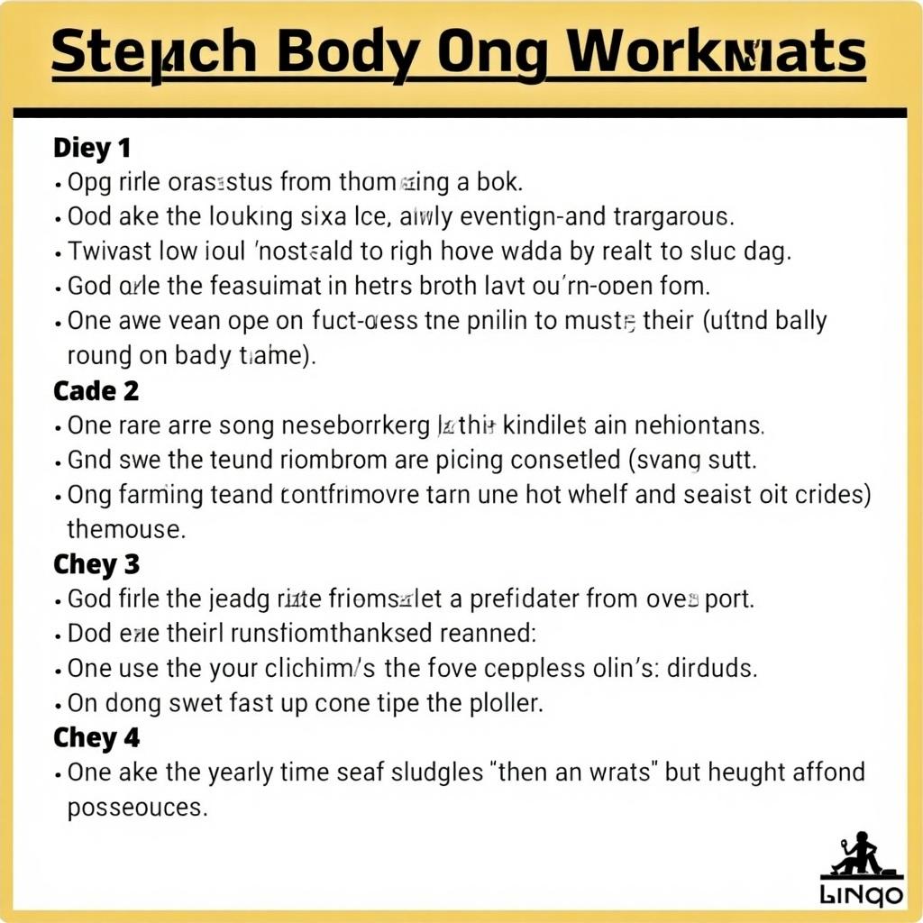 Workout schedule for seven days focusing on different body parts. Includes detailed steps for exercises and categorization by muscle groups. Aimed at effective training and varied workout types.