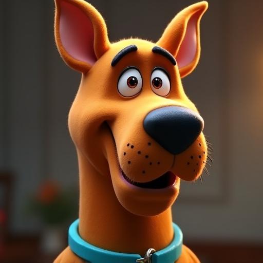 Ultra realistic Scooby-Doo character in portrait view. Cinematic style with rich detail and multilayered realism.