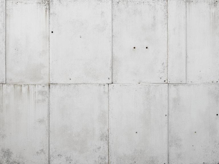 Close-up view of a concrete wall showing signs of weathering and slight imperfections. The wall features subtle color and texture variations and the pattern of the formwork used. The lighting highlights the roughness and solidity of the material. No distractions like graffiti or text are present.