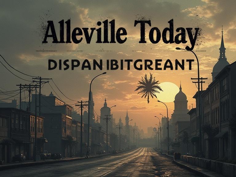 Dramatic newspaper front page created in a vintage style. Features a headline about suicide in a serif font. Grieving cityscape at dusk as the background. Uses muted tones and textures with creases. Focus on the strong headline. Contains a somber atmosphere.