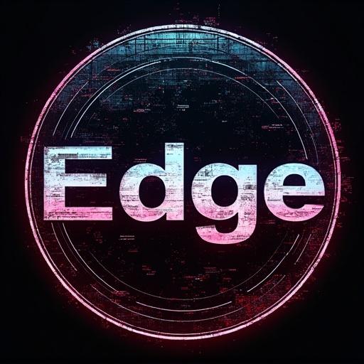 Round emblem with futuristic design. The word Edge is prominently displayed. Neon glowing effects and a dark background create a cyberpunk feel.