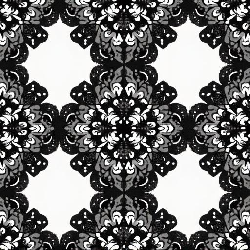 Vector repeatable pattern in black lace featuring a flower design. The pattern is black with a transparent background.