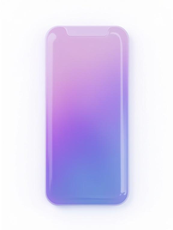 3D render of a smartphone icon with a purple and blue gradient glassy effect isolated on a white background
