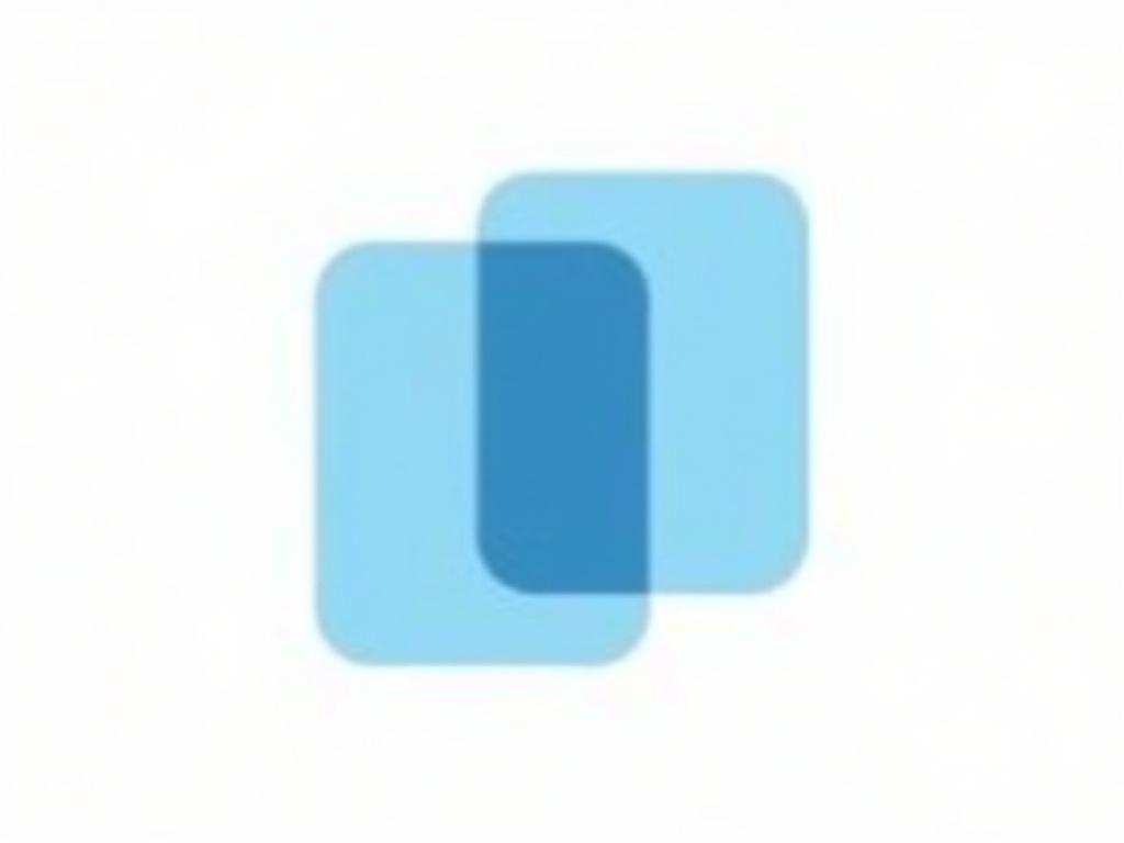 This image features an abstract logo made up of two overlapping rectangles. One rectangle is a deep blue color and the other is a light blue, creating a pleasant contrast. Both rectangles are slightly rounded at the edges, giving a modern and friendly appearance. The shapes are arranged in a way that they appear to be interacting, suggesting a sense of connectivity or harmony. The background is plain white, allowing the logo to stand out clearly.