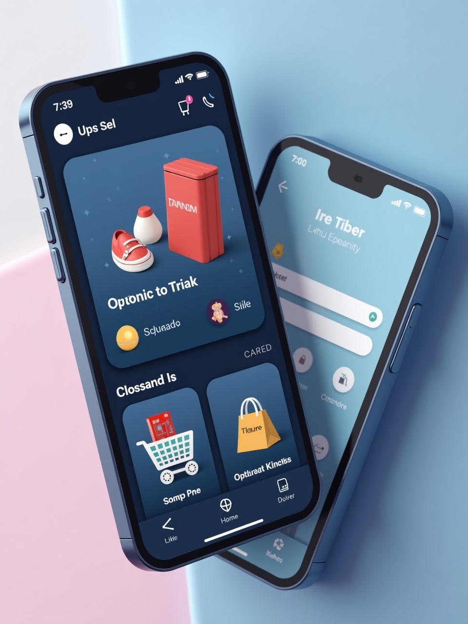 a digital mockup showcasing two smartphones with colorful app interfaces, emphasizing modern technology and UI/UX design