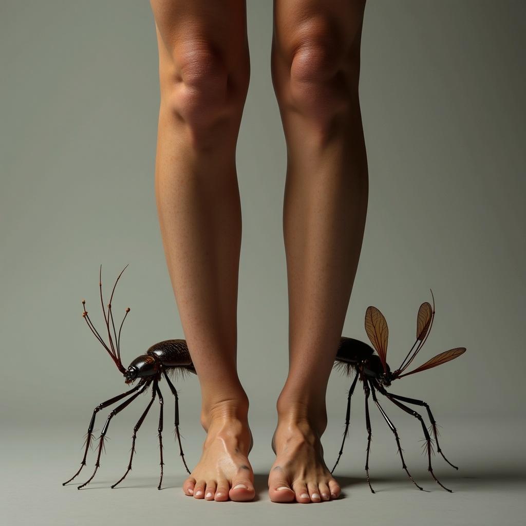 Human legs presented with insect appearance.