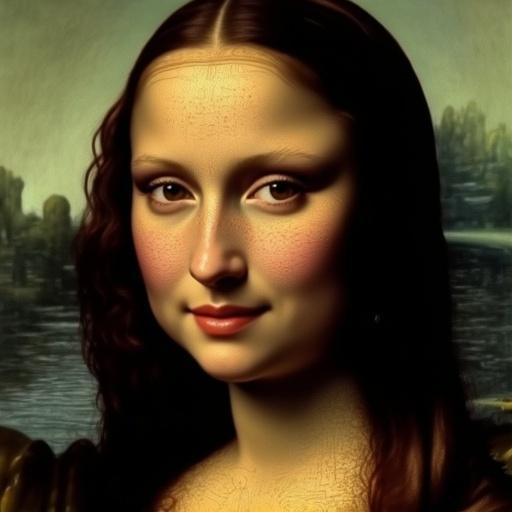 Facial features with a subtle smile. Elegant lips with natural pink fullness. Large, deep eyes showing intelligence. Long curled eyelashes. Deep brown irises reflecting light. Well-shaped arched eyebrows. Oval face shape. Slight rosy cheeks and smooth skin. Hair styled in glossy black waves. Circuit patterns glowing on forehead and cheeks. Blending futuristic and classical styles.