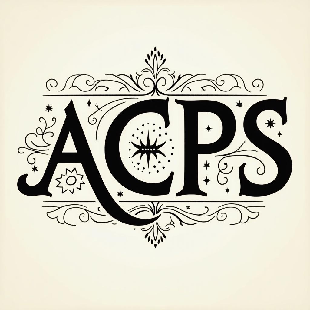 Sophisticated and impactful font design featuring the initials ACPS. The design incorporates decorative elements and vintage typography.