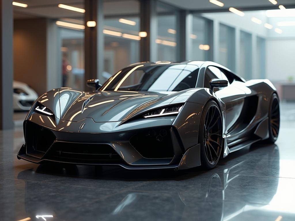 High-performance luxury car with a distinctive front design. Named Panther 3.OD.