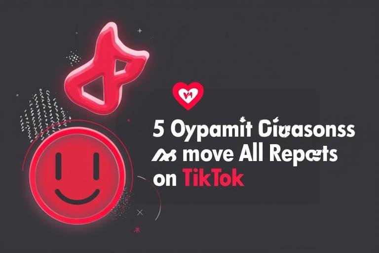 Visual representation about TikTok strategies. Engaging graphics depict reasons for removing reposts. Includes a smiley face and TikTok logo.