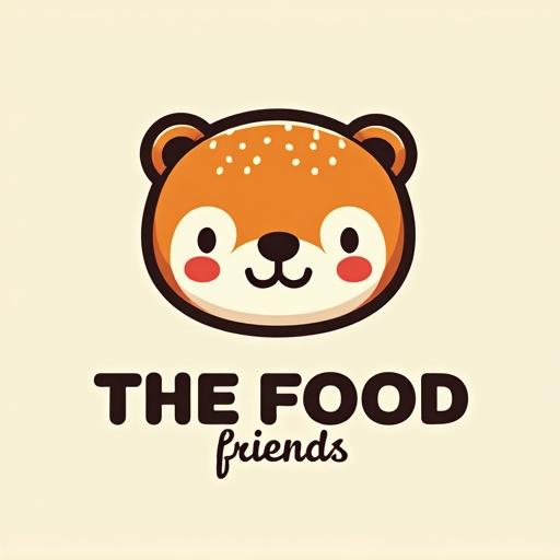 Logo featuring a cartoon bear with a food theme. The bear is friendly with a cute expression. Suitable for kids' food branding.