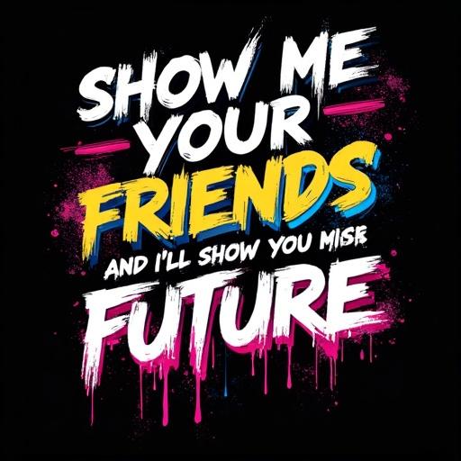 Graphic design t-shirt features striking text on black background. Phrase displayed in graffiti fonts with colorful accents, including rainbow gradients and dripping effects. Dynamic arrangement creates engaging visual chaos conveying rebellion and energy. Aesthetic is bold and modern, ideal for statement-making.