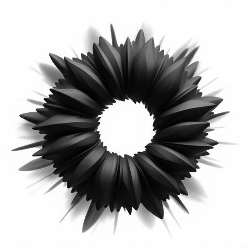 Illustration features breathtaking black shapes arranged in a central formation on a white background.