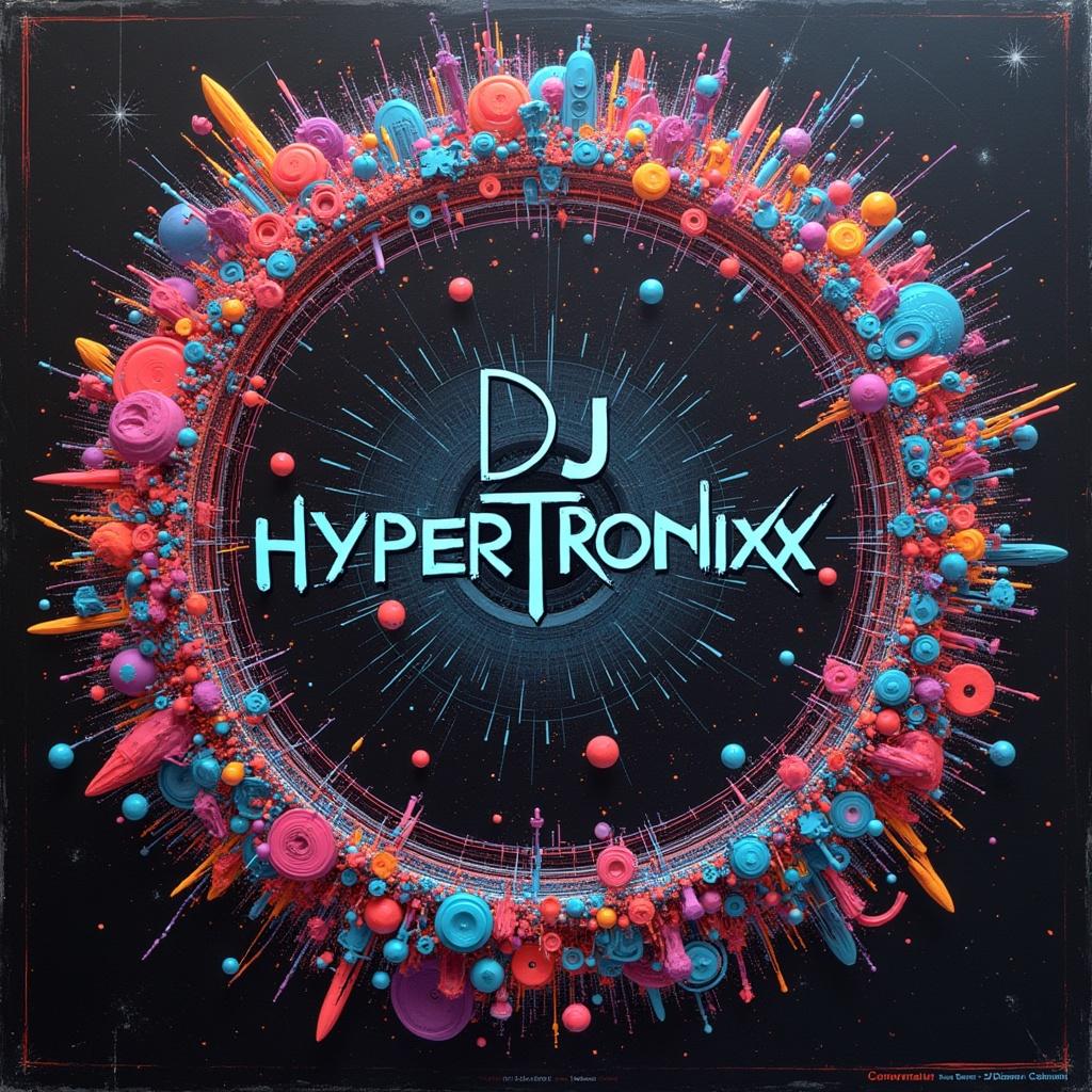 Complex futuristic art on a music album cover featuring the text DJ Hypertronixx