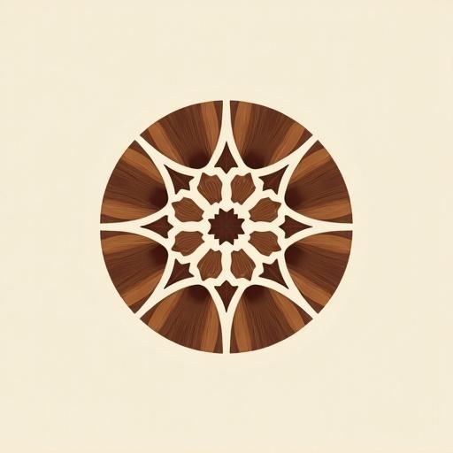 Logo design for a company creating intelligent wood products called Clever Crafted. Features circular pattern with intricate wood design.