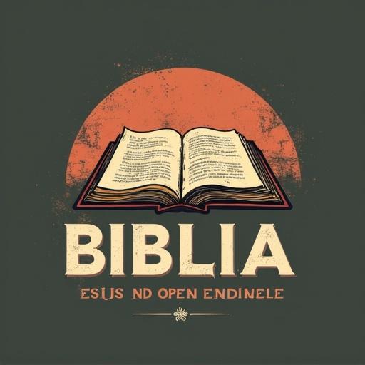 Logo design for Estude a Biblia YouTube channel featuring a vintage style with an open Bible and text.