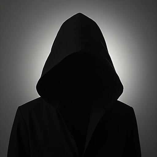 Photorealistic profile picture featuring a mysterious silhouette. The figure wears a hooded jacket. Background is dark with a subtle glow behind the silhouette to create a sense of intrigue.