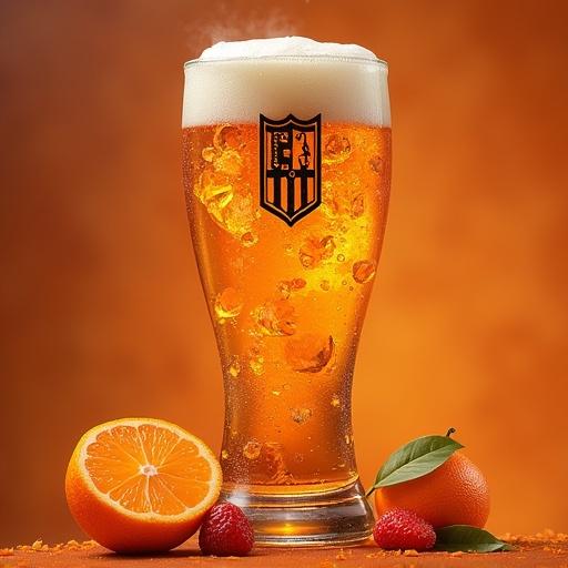 Create a background featuring Valencia CF club shield. Use an orange background with rays.