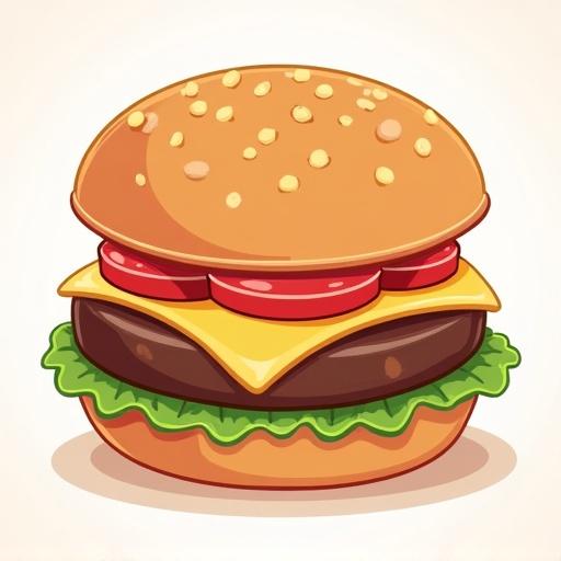 Design a logo featuring a burger with cartoonish details.