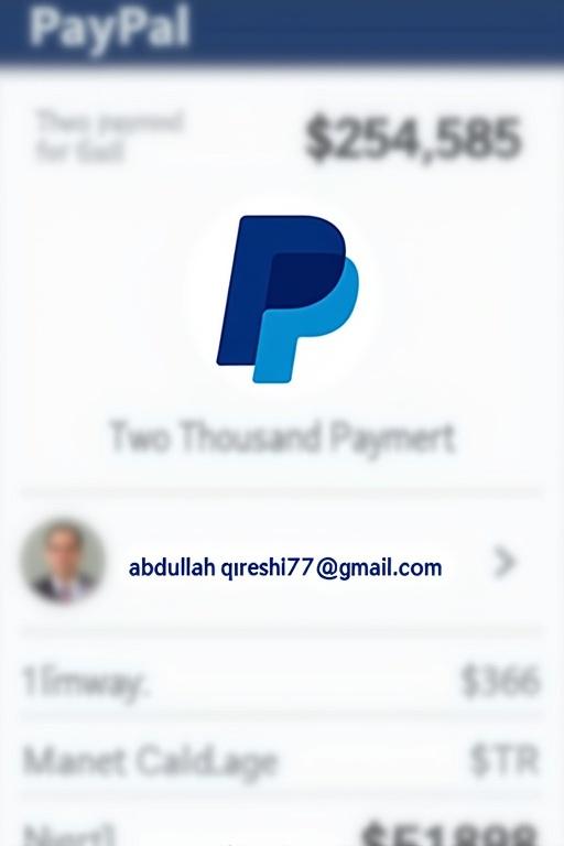Screenshot of PayPal transaction displaying two thousand dollars. PayPal logo included. Recipient's email address viewable.