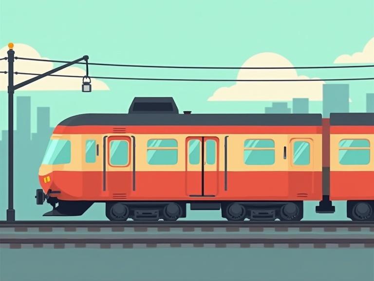 Animation of colorful small train stations. The scene has a bright landscape with a train passing by. The design is playful and suitable for children.