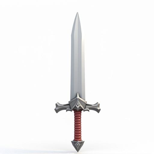 3D cartoon sword with clean white background.