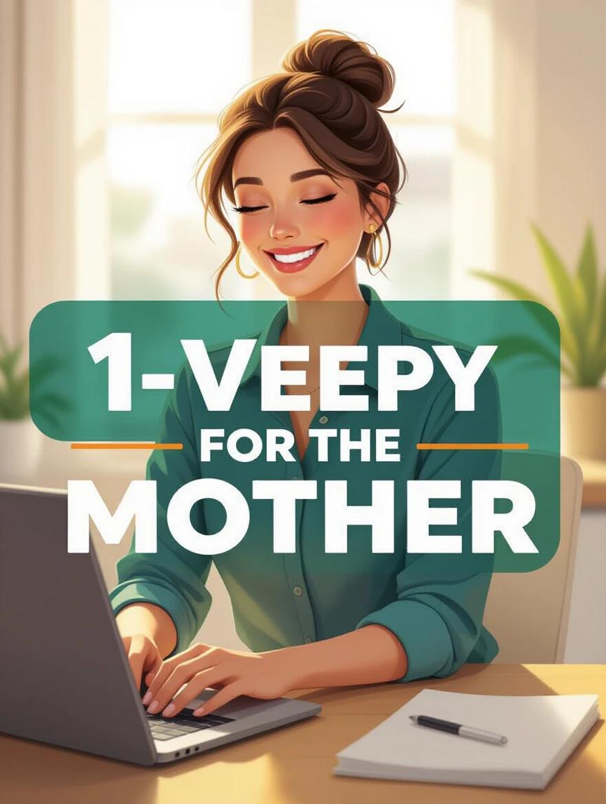 Smiling woman working on a laptop in a sunlit room. She wears a green shirt and has a stylish bun. A clean workspace with a plant nearby. Image designed for branding and animations.