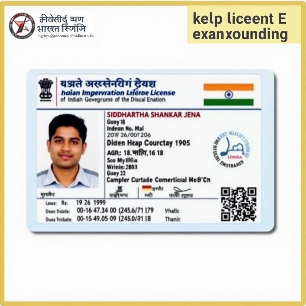 This image shows an Indian driver license card featuring personal information. The card displays the name Siddhartha Shankar Jena with an age of 18. It includes a birth date of 26/07/2006. The card design follows a typical government layout, giving it an official look. An identification photo provides a clear view. The card has a clean and professional appearance, suitable for identity verification.