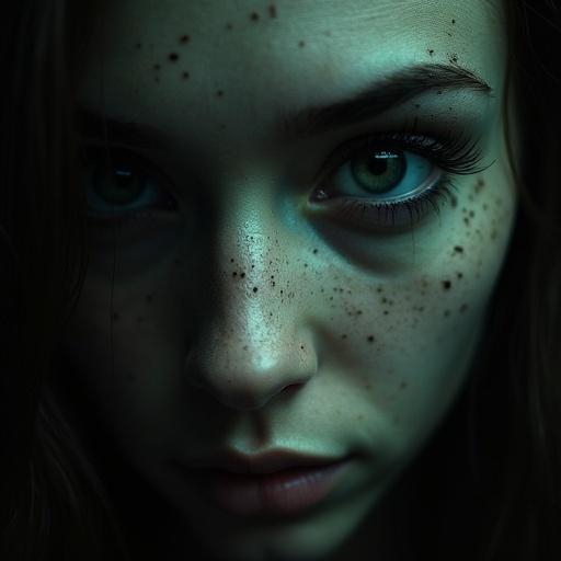 Coal-dusted eyelashes surround eyes resembling cracked porcelain. A headlamp's light pierces through the gloom of a locker room. The photograph is taken with a 50mm lens at aperture F4.