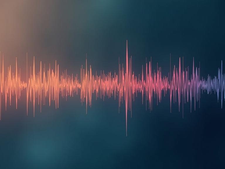 Floating voice waveform responding to user's morning hoarse voice with adjusted pitch
