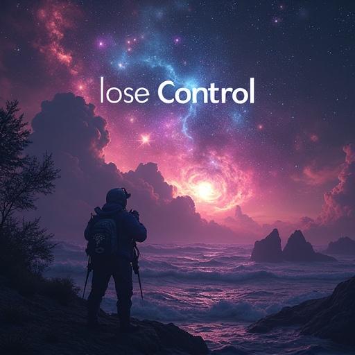 Futuristic themed album cover featuring a colorful nebula and landscape. Text includes 'Lose Control - Hard Dance'.