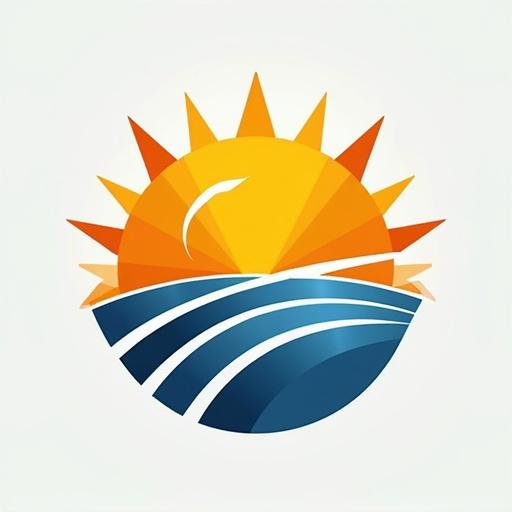 A graphic design of a rising sun with angular shapes. The sun has radiant gold color. A stylized wave below it. This symbolizes motion and energy. Carbon fiber texture adds a tech feel. The design should use a friendly yet modern sans-serif font.