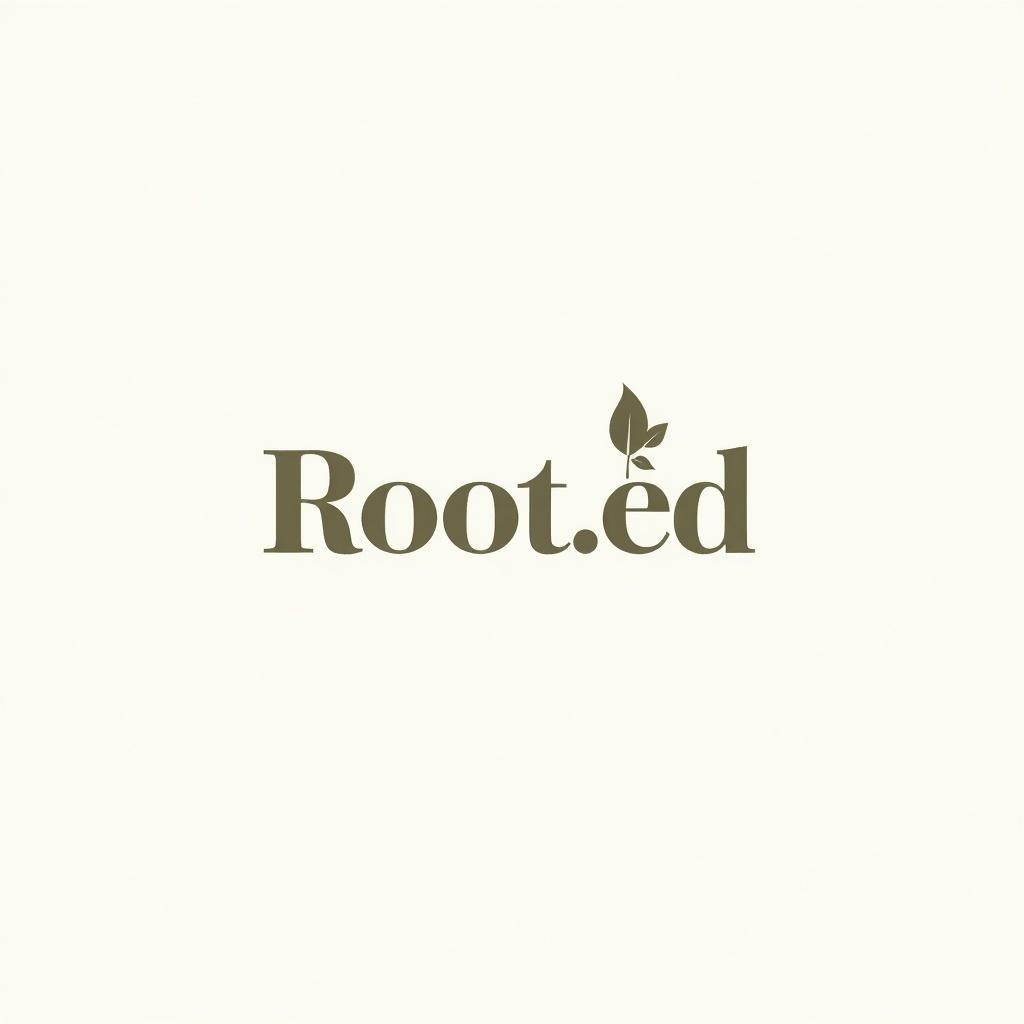 Logo design for Root.ed focused on nutrition and healthy living. The design features a simple typography and an emblematic leaf. It targets individuals interested in lifestyle and diet improvement, emphasizing holistic and clean food. It aims to build a supportive community around nutrition knowledge and sustainable eating.